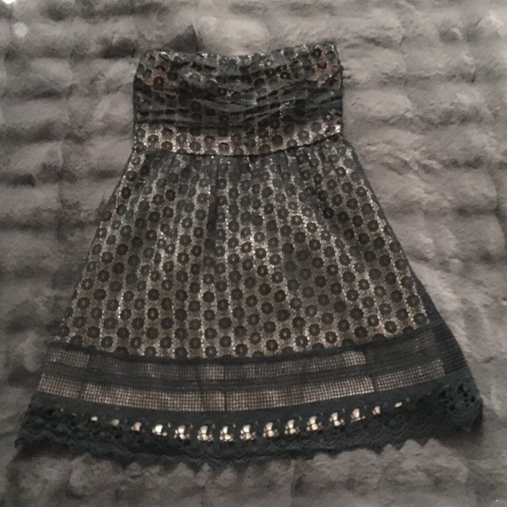 Black Strapless Cocktail Dress with Crochet Fabric (Size: Medium) - NWOT